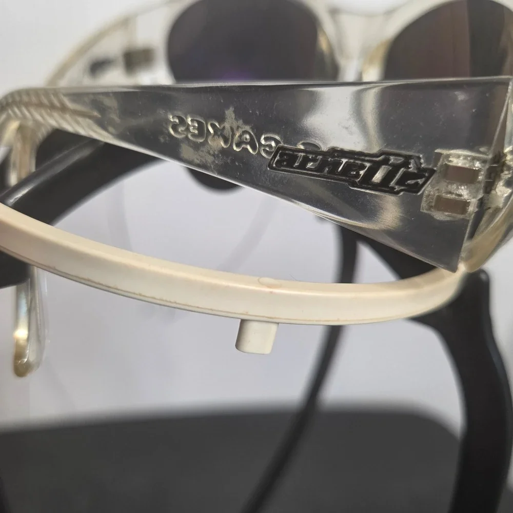 Arnette Hot Cakes Clear Wrap Sunglasses Vintage Italy Grey Lens Sporty Retro